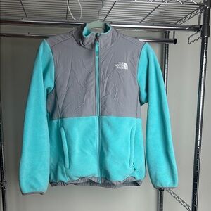 The North Face Aqua and Gray Fleece Jacket